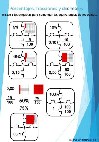 Porcentajes, Fracciones yd ecimales