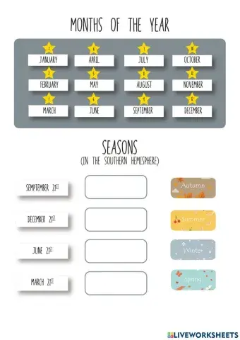 Months and seasons in the southern hemisphere