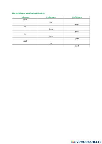 Irregular verbs (elementary)