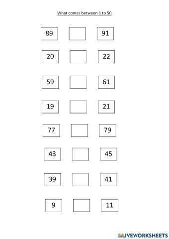 What comes between 1-100