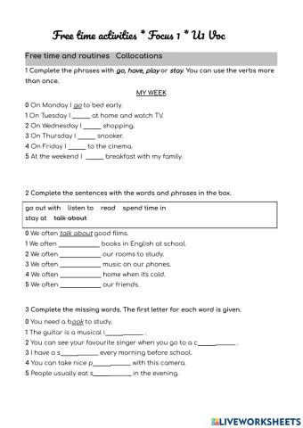 Free time act - mov & teens a1 u1