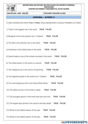 Superlative - Listening Activity