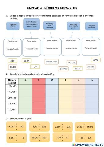 Prueba Números decimales I