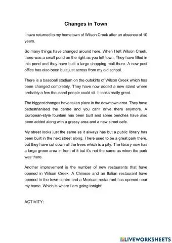 Reading Comprehension - Intermediate 2