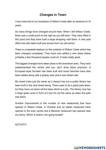 Reading Comprehension - Intermediate 2