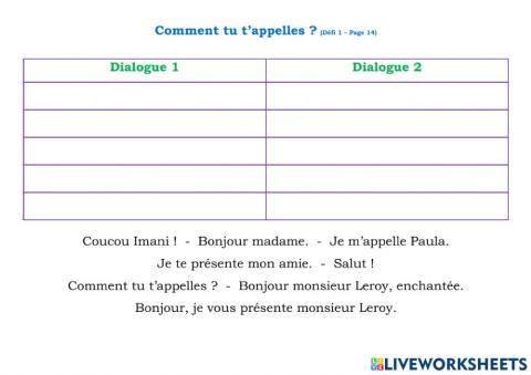 Comment tu t'appelles?