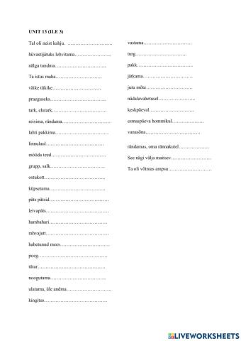 Vocabulary 13 (LE 3)