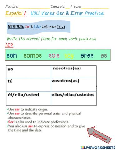 Práctica de SER y ESTAR