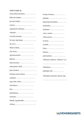 Vocabulary 13 (ILE 4)