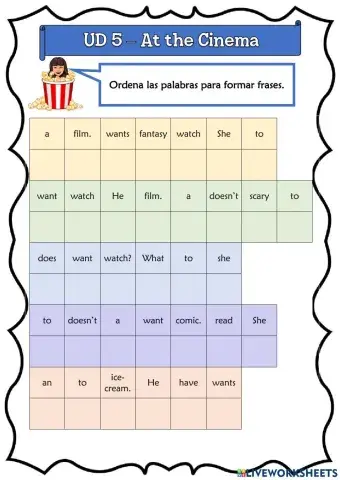 4º UD 5 - At the Cinema Ficha 3