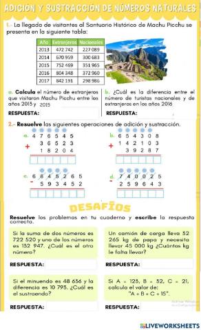 Actividad adicion y sustraccion