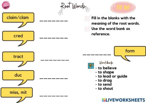 5th Grade Root Words