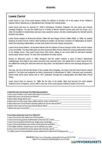 Lewis Carrol Biography