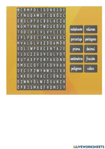 Sopa de letras Matematicas