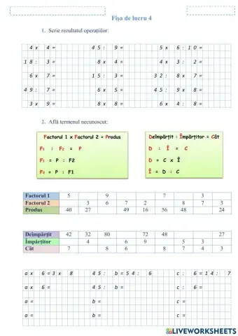 Înmultirea si împărțirea numerelor naturale