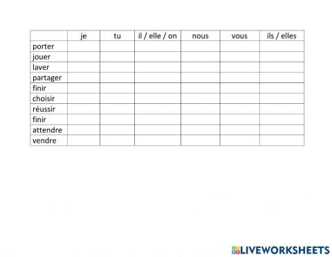 Regular Verb Practice