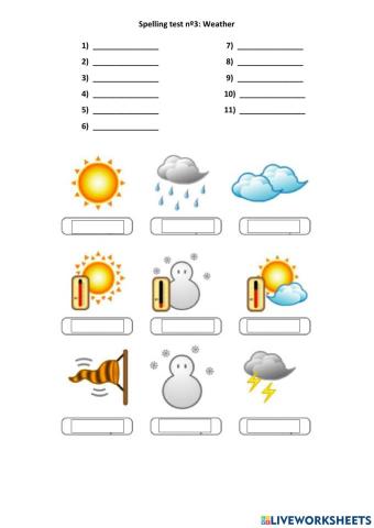 Spelling test nº3: Weather