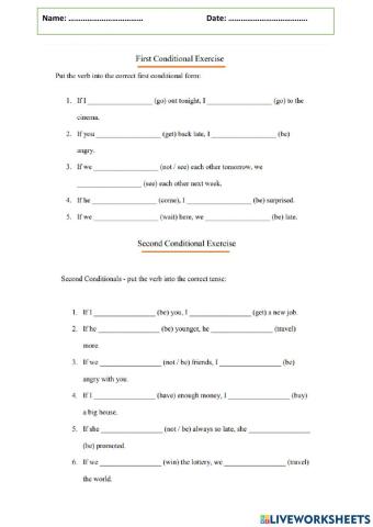 Conditionals type I, II, III