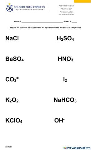 Números de oxidación