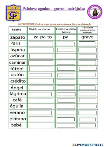 Agudas - graves - esdrújulas