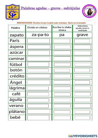 Agudas - graves - esdrújulas