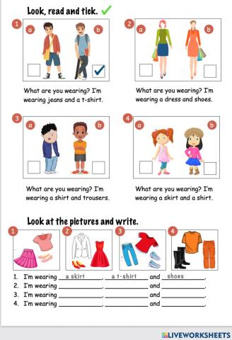 Clothes - read and tick - write