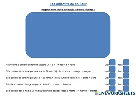 L'accord des adjectifs des couleurs