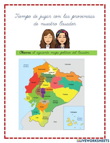 Tiempo de jugar con las provincias del Ecuador