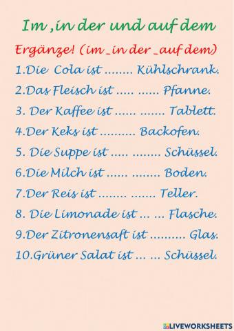 Die Präpositionen (im ,in der und auf dem)