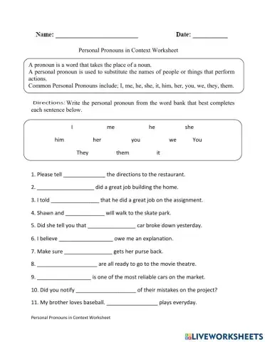 Subject Pronouns in Context