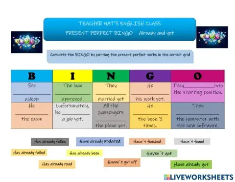Present Perfect Bingo