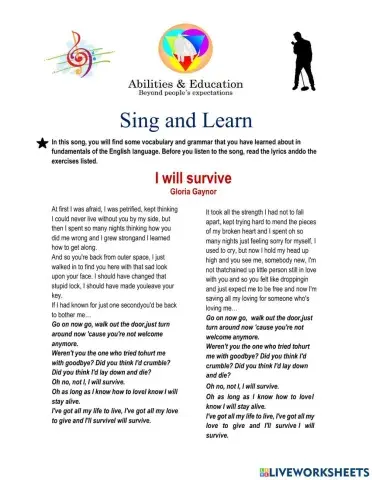 Sing and Learn - I will survive