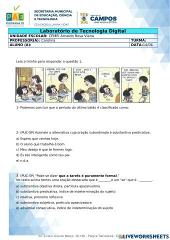 Orações subordinadas