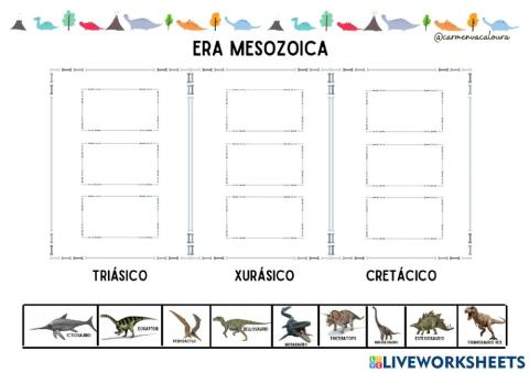 Que dinosauros viviron en cada período da era mesozoica