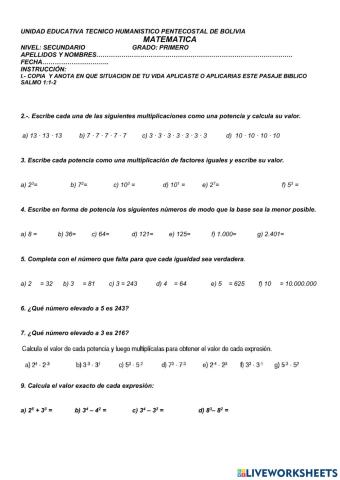 Potencia de numeros enteros