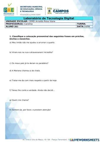 Colocação pronominal