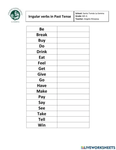 Irregular verbs, past tense