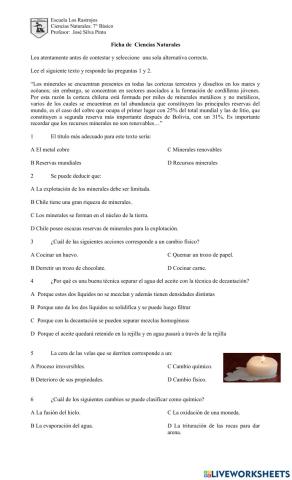 Cambios físico y químicos de la materia