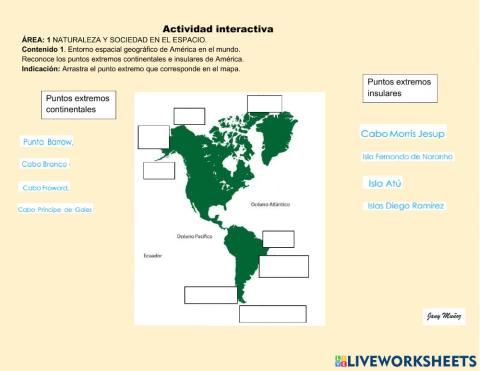 Entorno espacial geográfico de América en el mundo.