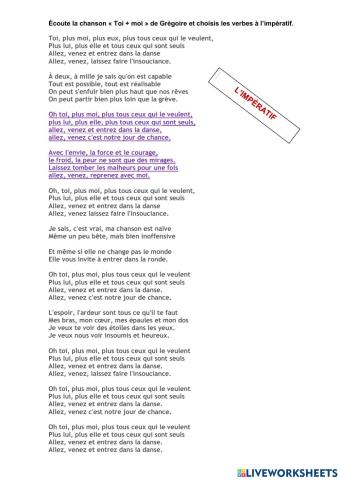 Toi + moi: L'impératif