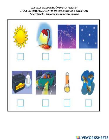 Fuentes de luz natural y artificial