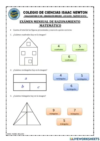 Examen Mensual de Raz. Matemático