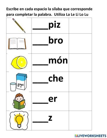 Completar palabras con L