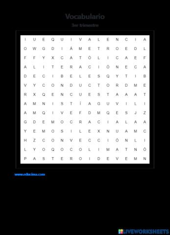 Sopa vocabulario 3er trimestre
