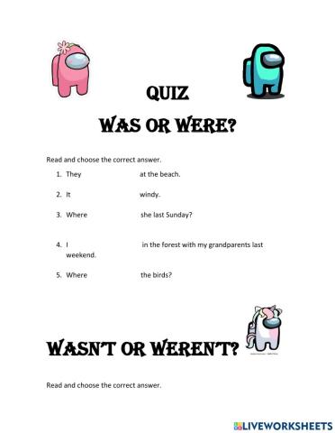 Quiz Was or Were?