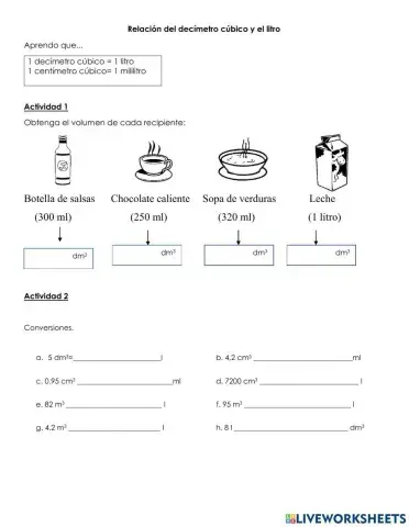 Litro y decímetro cúbico