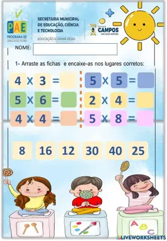 Multiplicação 4 e 5