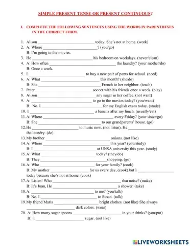 Simple Present Vs. Present Continuous