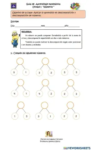 Composición y descomposición  de números hasta el 10