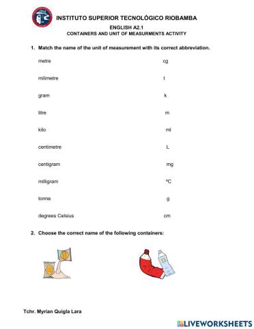 Units of measures and containers